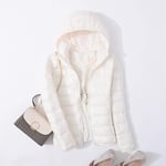 Spring Autumn Women Ultralight Thin Down Jacket Down Hooded Jackets Warm Winter Coat a Female Portable Outwear,Beige,4XL