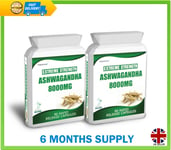 ASHWAGANDHA 8000mg KSM66 STRESS FATIGUE ANXIETY RELIEF 180 CAPSULES TABLETS