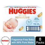 8 packs Huggies Pure Extra Care No Perfume 99% Pure Water 448 Baby Wipes