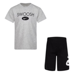 Nike Swoosh boys t-shirt and shorts set grey and black age 6-7 Years RRP £46