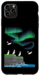 Coque pour iPhone 11 Pro Max Aurora Borealis lover Atlantique macareux mer falaise lumières polaires