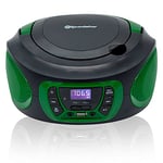 Roadstar CDR-365U/GR Radio CD Portable Numerique FM PLL, Lecteur CD, CD-R, CD-RW, MP3, Port USB, Stereo, AUX-in, Sortie Casque, Noir/Vert