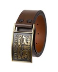 Levi's Men's Leather Belt with Plaque Buckle, Brown Snap, Medium (34-36)