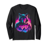 Cyberpunk Wolf Urban Nightscape Long Sleeve T-Shirt