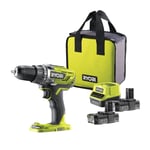 Perceuse-visseuse RYOBI - R18DD3-220S - 18V One+ - 2 batteries 2.0Ah - chargeur rapide