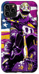 Coque pour iPhone 11 Pro Max Violet Pop Art Imprimé Animal Drapeau US Dirt Bike Moto