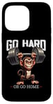 Coque pour iPhone 14 Pro Max Go Hard Or Go Home Monkey Haltérophilie Fitness Gym