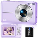 Digital Camera, FHD 1080P 44MP Digital Cameras Compact, 2.4"" LCD Rechargeable Digital Cameras, Vlogging Camera with 16X Digital Zoom for Kids, Adult, Teenagers, Girls, Boys（Purple）