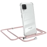 For Samsung Galaxy A12 phone case with lanyard chain Rose Gold