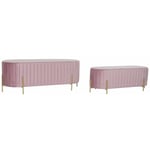 Dkd Home Decor - Banquette Rose Doré Métal Polyester Velours (123 x 50 x 45 cm)