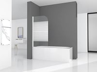 Marwell Paroi de baignoire pliante Pulse 1 80 x 140 cm en verre de sécurité de 6 mm avec profilé en aluminium