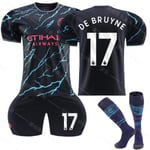 23/24 Ny säsong Borta（2） Manchester City F.C. DE BRUYNE Nr 17 Barn Jersey-paket Barn-20