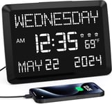 Mesqool Digital Calendar Day Clock, 11.5” Extra Large Dementia Clock with Clear