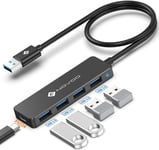 4 Ports Data Hub USB C vers USB 3.0 5Gbps Adaptateur USB C Hub vers USB Compatible avec iPhone 15 Plus Pro Max MacBook Pro Air 2023 iMac iPad Pro Air Surface Pro Galaxy S24 (60cm)