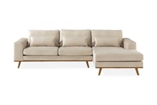 Copenhagen Divansofa Fløyel - Beige Sofa med sjeselong