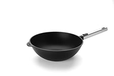 Woll Diamond Logic XR Pro Poêle wok et mélangeur à induction Ø 28 cm Hauteur 10 cm avec manche amovible en acier inoxydable Compatible tous feux Aluminium Passe au four Noir