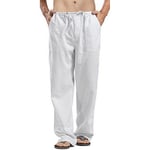 Mens Summer Beach Loose Cotton Linen Pants Yoga Drawstring Elasticated Trousers