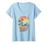 Womens Stranger Things 4 Demogorgon Silhouette Sunset V-Neck T-Shirt