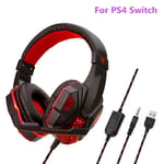 Casque de jeu st¿r¿o professionnel 9D avec microphone PC casque Gamer pour XBOX PS4 ordinateur portable t¿l¿phone accessoires de jeu-BlackRed PS4 Switch_XINENGJI