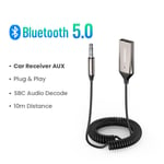 Bluetooth Aux -sovitin Langaton auton Bluetooth-vastaanotin USB-3,5 mm:n liittimeen Audio Music Mic Handsfree adapteri auton kaiuttimelle