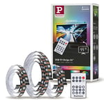 Paulmann Éclairage TV USB à bande LED 78880 55 pouces 2 m 60LEDs/m Dynamic Rainbow RGB avec 1 bande lumineuse à intensité variable de 3,5 watts en plastique noir