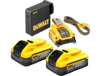 Rinkinys Driver 2 5.0Ah Batterier, Kroviklis Och Usb-Adapter Xr Li-Ion 18V Och 54V Powerstack Dewalt [Dcb094h2-Qw]