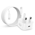 iPhone 15 16 Charger Cable and Plug 2M,20W USB C Fast Charging Power Adapter with Type C Lead 2 Metre for Apple iPhone 16/15 Plus/16 Pro/15 Pro/Max,iPad Pro 13/12.9/11/10 inch,iPad Air/Mini,MacBook