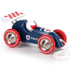 Vilac Pull Along Race Car Vehicle, Wooden Toy, Made in France, Stimulate Imagination, Police Themed, Blue, 18 Months+