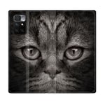 Housse Cuir Portefeuille Pour Xiaomi Redmi 10 Animal Chat Gris