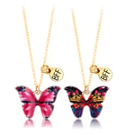 2st Friendship Colorful for Butterfly Halsband Best Friend BFF Halsband För tjejer Kvinnor Friends Long Distance Birthday Pink