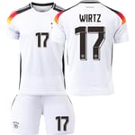 Tyskland Hemma EM 2024 Jersey Fotbollströja Barn Herr Kit No.17 WIRTZ sockless S