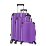 Set med 3 resväskor 4 hjul stel Violet - Hörn - Trolley ADC Lila