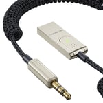 Aux-Bluetooth-sovitin Auton Bluetooth 5.1 -vastaanotin USB-3,5 mm:n liittimeen Sisäänrakennettu mikrofonisovitin Hands-free auton kaiuttimelle