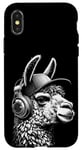 Coque pour iPhone X/XS Lama a Casque DJ équipement de Concert de Musique Audiophile