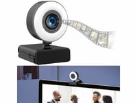 Webcam USB Full HD avec autofocus, double micro intégré et anneau d'éclairage -