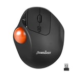 Perixx PERIMICE-717OGB Wireless Trackball Mouse, Build-in 1.34 Inch Glossy Trackball with Pointing Feature - 5 Programmable Buttons - Black Body - Orange Ball