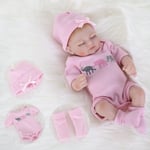 Reborn Baby Doll Realistisk Silikon Vinyl Baby Girl 10 tum naturtrogna docka set för åldrar 3+ (10 tum, Close Eyes Girl)