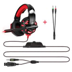 Red Casque de jeu stéréo filaire avec micro, lumières LED, supra-auriculaire, antibruit, casque de jeu, PS4, Mac, ordinateur portable, PC, ordinateur ""Nipseyteko