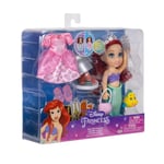 JAKKS Pacific Disney Princess 6 Inch Petite Doll med extra mode och tillbehör Sea to Land Ariel