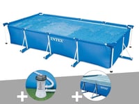 Kit piscine tubulaire rectangulaire Intex 4,50 x 2,20 x 0,84 m + Filtration à cartouche + Bâche de protection