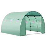 Bâche de rechange serre tunnel 9 m², bâche dim. 3L x 3l x 2H m PE anti-UV imperméable 6 fenêtres + porte enroulable zippée vert