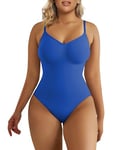 SHAPERX Body Gainant Femme Gaine Amincissant Ventre Plat Sculptant Minceur Shapewear Invisible Bodysuit Top, UK-SZ5215-Palace Blue-4XL/5XL