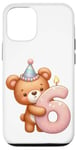 Coque pour iPhone 12/12 Pro Ours en peluche marron pour 6ème anniversaire