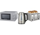 HAMILTON BEACH Rise Brushed HBKTMB Solo Microwave, Electric Kettle & 4-Slice Toaster Bundle - Silver, Silver/Grey