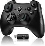 Manette Pc/Ps3 Sans Fil Rechargeable, 9101 2.4g Manette Pc Connectée Par Usb, Manette Ps3 Avec Double Vibration Et Turbo, Compatible Pour Pc, Ps3, Android(Via Otg Et Simulateur) (Noir-Re)