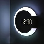 Yzmrbdqc - Horloge murale à led, télécommande créative, horloge numérique, miroir creux, alarme de température, 7 couleurs changeantes, veilleuse