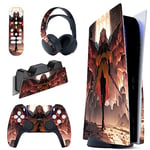 playvital Infernal Messenger Full Set Skin Decal for PS5 Console Disc Edition, Sticker Vinyl Decal Cover for PS5 Controller & Charging Station & Headset & Media Remote