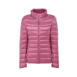 Spring Autumn Women Ultralight Thin Down Jacket Down Hooded Jackets Warm Winter Coat a Female Portable Outwear,Pink Stand,M