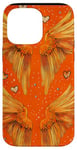 Coque pour iPhone 14 Pro Max Pois orange bohème avec ailes d'ange et cœur