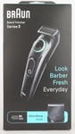 Braun Beard Trimmer Series 3 & Hair Clippers, 40 Length Settings, Rechargeable 50-min Cordless Runtime, Gifts for Men, UK 2 Pin Plug, BT3421, Black/Vibrant Green